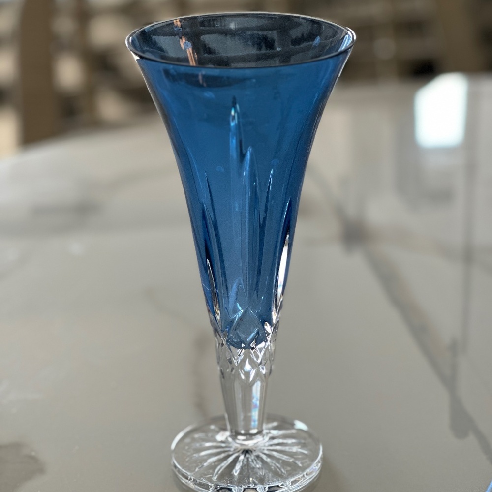 Waterford Lismore blue crystal vase